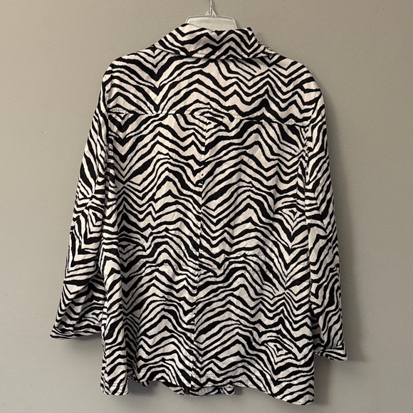 Dana Buchman Black and White Animal Zebra Print Jacket 3X - Picture 3 of 4